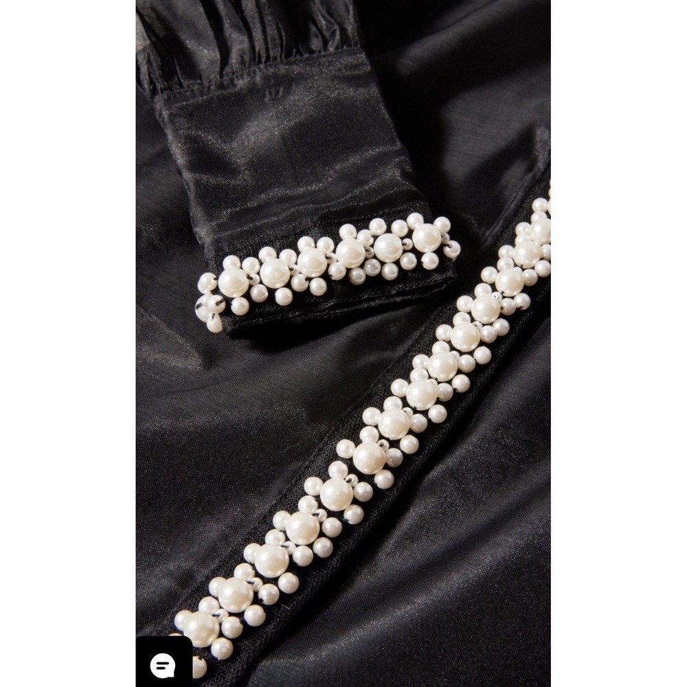 Boston Proper Pearl Embellished Organza Victoria Gothcore Drama Sleeve Shirt XL - Picture 3 of 5